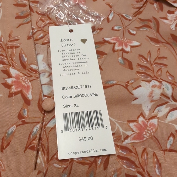 Dusty Pink Sleeveless Top Floral Pattern Long Back XL Size Extra Large Blouse - Picture 5 of 7